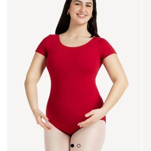 Capezio Short Sleeve Leotard Garnet Adult Ladies Women L Large Ballet Cotton